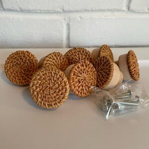 Woven Rattan Cabinet Knobs - Brown NEW! Design Bohemian Natural Coastal